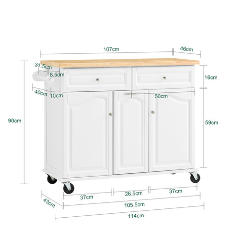 Sobuy köögisaar ratastega valge FKW100-I