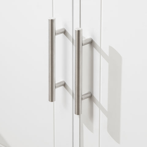 Sobuy köögisaar ratastega puitkiust ja roostevabast metallist valge FKW108-W