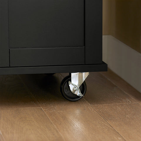 Sobuy köögikapp ratastega puitkiudude ja roostevaba metalliga must FKW110-SCHO