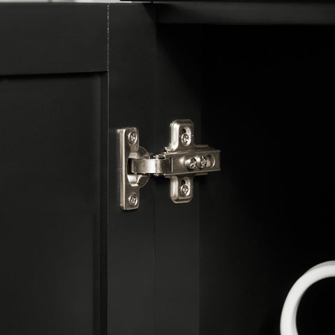 Sobuy köögikapp ratastega puitkiudude ja roostevaba metalliga must FKW110-SCHO