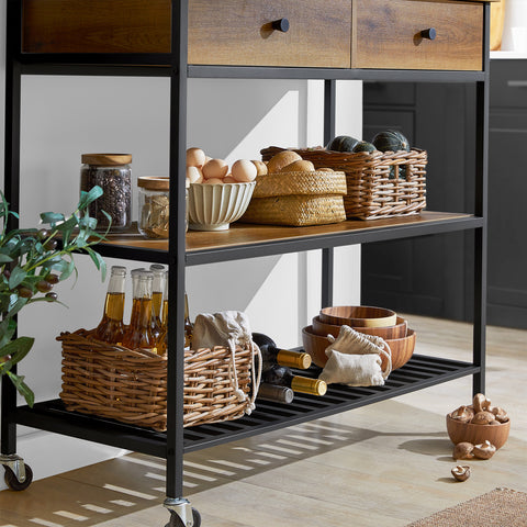 Sobuy köögikapp rataste ja metallist pruun FKW112-PF-ga