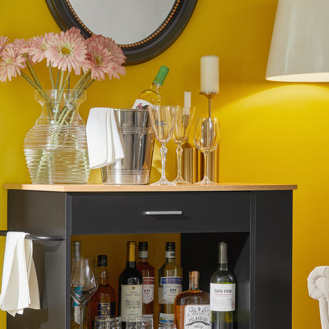 Sobuy köögikapp ratastega kiibplaadiga must fkw113-scho