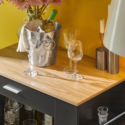 Sobuy köögikapp ratastega kiibplaadiga must fkw113-scho