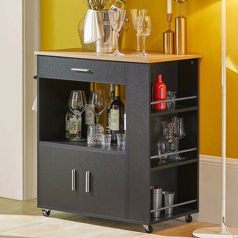 Sobuy köögikapp ratastega kiibplaadiga must fkw113-scho