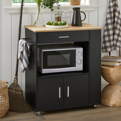 Sobuy köögikapp ratastega kiibplaadiga must fkw113-scho