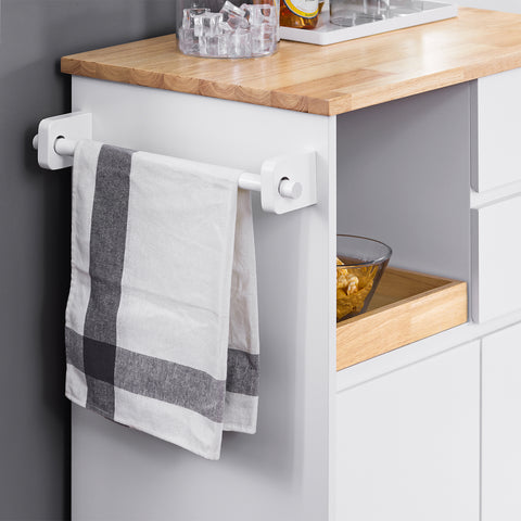 SoBuy FKW123-WN Keittiövaunu Pyörillä – Säilytyskaappi, Irrotettava Tarjotin, 2 Laatikkoa ja 2 Ovea, 72×40×84 cm, Valkoinen