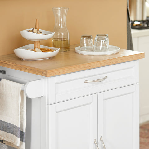 Sobuy köögikapp ratastega puitkivikiudlauaga valge FKW13-I