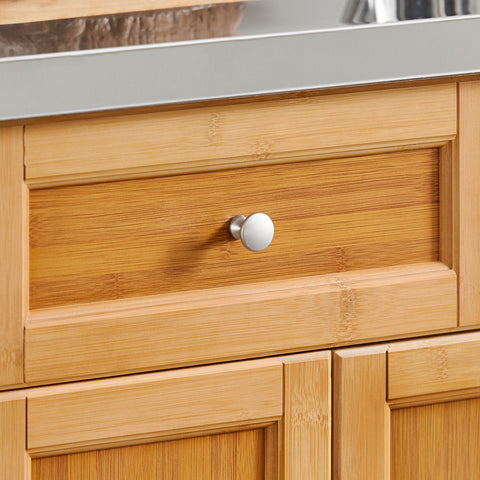 SoBuy FKW130-N Rullattava Keittiösaareke – Laajennettava Työtaso, Liikuteltava Tarjoiluvaunu ja Säilytyskaappi, Bambua & Ruostumatonta Terästä, 107×(46–71)×92,5 cm