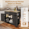 SoBuy FKW133-SCH Keittiövaunu pyörillä – 99 cm puinen työtaso, laatikko, 2-ovinen kaappi ja 3 hyllyä, kantavuus 75 kg, musta