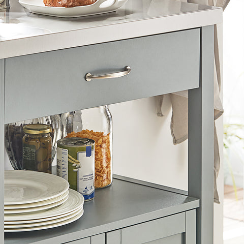 Sobuy köögikapp ratastega puitkiudude ja roostevaba metallist hall FKW22-hg