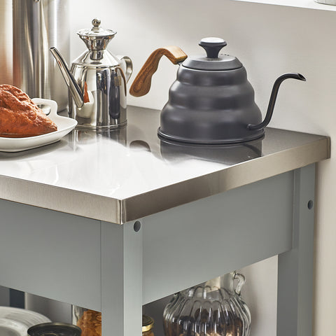 Sobuy köögikapp ratastega puitkiudude ja roostevaba metallist hall FKW22-hg