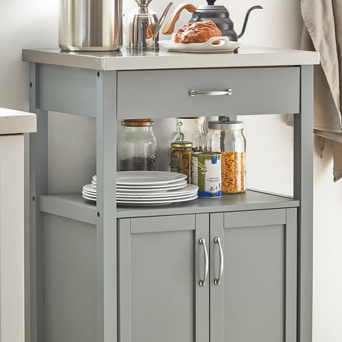 Sobuy köögikapp ratastega puitkiudude ja roostevaba metallist hall FKW22-hg