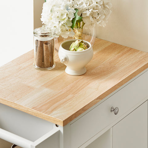 Sobuy köögikapp ratastega klaasilauaga valge FKW46-I