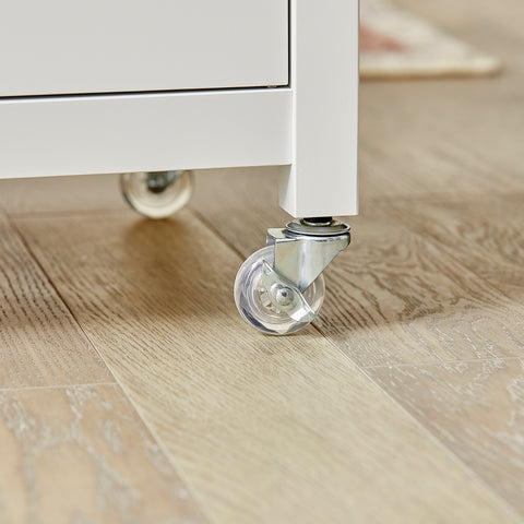 Sobuy köögikapp ratastega klaasilauaga valge FKW46-I