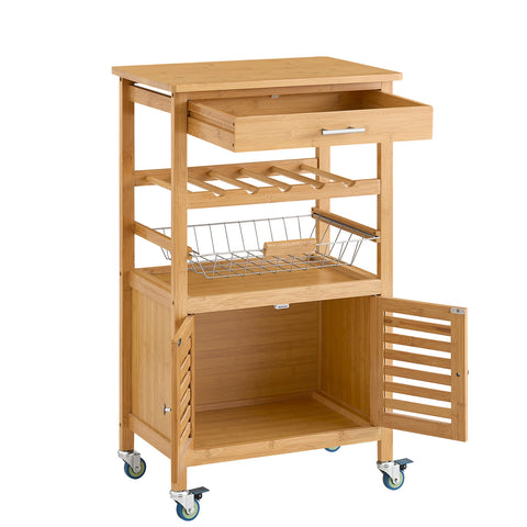 Sobuy köögikapp ratastega bambusepuu beež fkw53-n