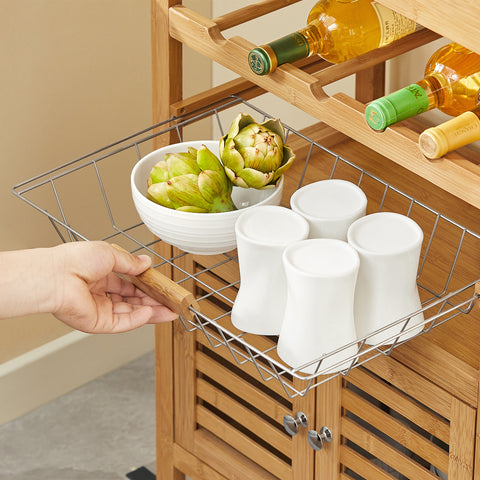 Sobuy köögikapp ratastega bambusepuu beež fkw53-n