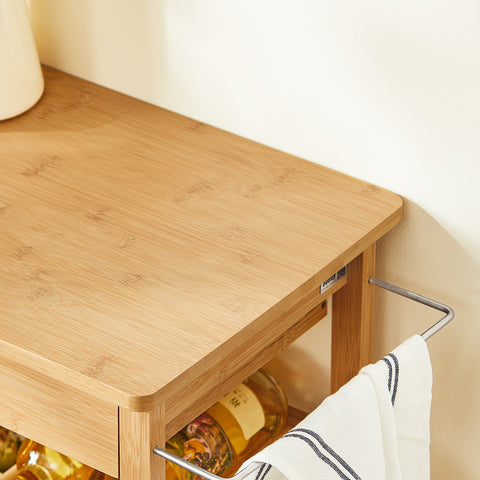 Sobuy köögikapp ratastega bambusepuu beež fkw53-n