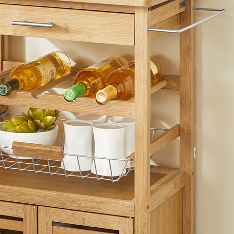 Sobuy köögikapp ratastega bambusepuu beež fkw53-n