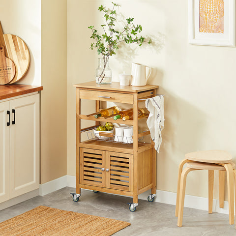 Sobuy köögikapp ratastega bambusepuu beež fkw53-n