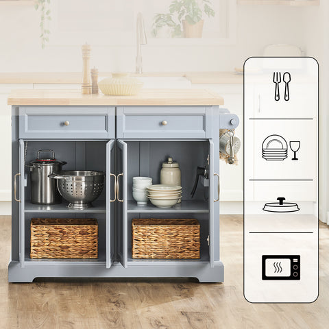 SoBuy FKW71-II-HG Keittiövaunu pyörillä, keskeinen saareke jatkettavalla työtasolla – liikkuva tarjoiluvaunu keittiöön tai ruokasaliin, harmaa keittiökaluste säilytystilalla, 115x46/71x92 cm