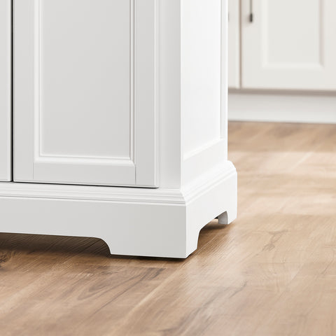 SoBuy FKW71-II-WN Keittiövaunu pyörillä, keskeinen keittiösaareke jatkettavalla työtasolla, liikkuva tarjoiluvaunu keittiöön tai ruokasaliin, valkoinen säilytyskaluste 115x46/71x92 cm