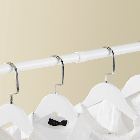 SoBuy FRG109-II-W Teleskooppinen vaateteline, tukeva vaateräkki, säädettävä avoin vaatekaappi ripustustangoilla makuuhuoneeseen tai pukeutumishuoneeseen, valkoinen