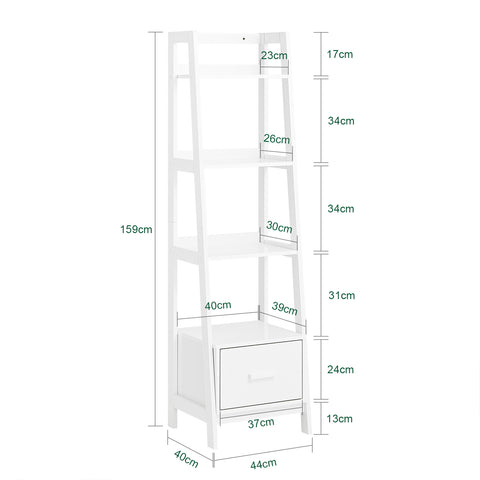 Sobuy nurgariiul 4 riiuliga ja 1 kast puitkivikiudlauaga valge frg116-w-w