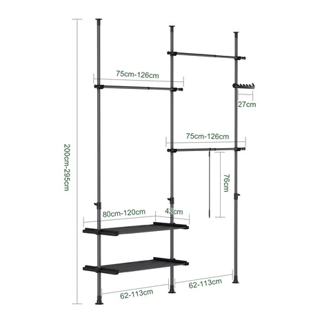 Sobuy riidekapi komplekt metall ja polüpropüleenist plastist must FRG34-SCHO