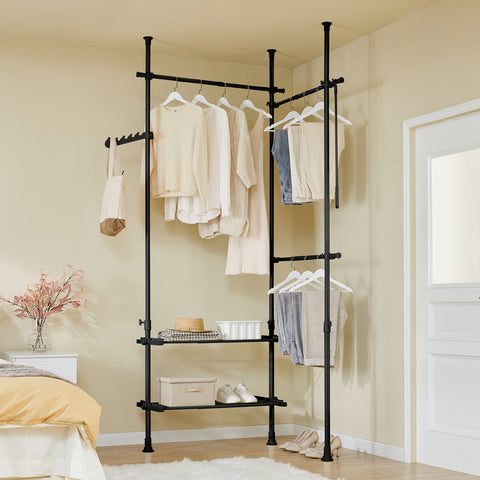 Sobuy riidekapi komplekt metall ja polüpropüleenist plastist must FRG34-SCHO