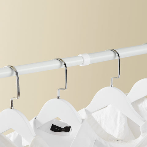 SoBuy FRG34-II-W Tukeva teleskooppinen vaateripustin – Säädettävä avoin vaatekaappi tangoilla ja hyllyillä, naulakko makuuhuoneeseen tai vaatehuoneeseen, Valkoinen