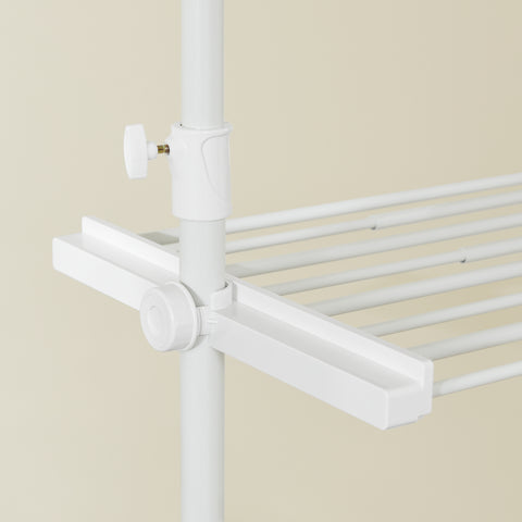 SoBuy FRG34-II-W Tukeva teleskooppinen vaateripustin – Säädettävä avoin vaatekaappi tangoilla ja hyllyillä, naulakko makuuhuoneeseen tai vaatehuoneeseen, Valkoinen