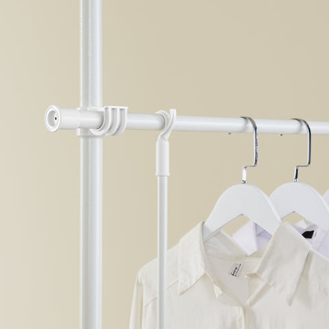 SoBuy FRG34-II-W Tukeva teleskooppinen vaateripustin – Säädettävä avoin vaatekaappi tangoilla ja hyllyillä, naulakko makuuhuoneeseen tai vaatehuoneeseen, Valkoinen