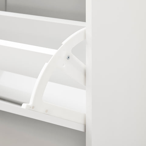 SoBuy FSR151-L-W Kenkäkaappi ja istuinpenkki – Säilytyspenkki neljällä lokerolla – Mukava istuinpehmuste – Kantavuus 250 kg – Valkoinen puupenkki eteiseen 105 x 24 x 52 cm