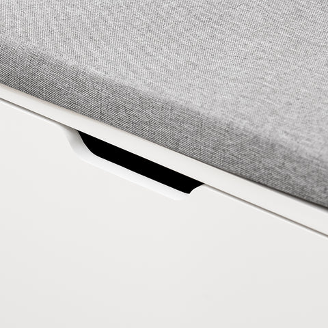 SoBuy FSR151-L-W Kenkäkaappi ja istuinpenkki – Säilytyspenkki neljällä lokerolla – Mukava istuinpehmuste – Kantavuus 250 kg – Valkoinen puupenkki eteiseen 105 x 24 x 52 cm