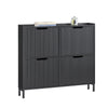 SoBuy FSR177-L-SCH Kapea Kenkäkaappi 4 Ovella – 100 × 19 × 91 cm, Tummanharmaa