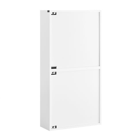 SoBuy FSR204-W Kengät Säilytyskaappi Eteiseen – Erittäin Ohut 19 cm Syvyys, Pystysuora/Vaakasuora Asennus, Kengille ja Pienille Tavaroille – MDF E1, Valkoinen, 35 kg, 50x19x100 cm