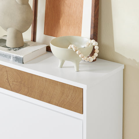 SoBuy FSR205-WN Kapea Kenkäkaappi – Pohjoismainen Valkoinen/Puu – Kääntyvät Ovet ja Säilytyslokero – 61×26×91 cm