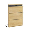 SoBuy FSR226-E-N Kenkäkaappi 78 × 19 × 115,4 cm – 3 kääntöovea, tilaa säästävä, vaalea tammi