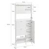 SoBuy FSR232-W Kenkäteline 83 × 14 × 197 cm – 8 hyllyä, 6 koukkua, reikälevy, valkoinen