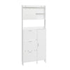 SoBuy FSR232-W Kenkäteline 83 × 14 × 197 cm – 8 hyllyä, 6 koukkua, reikälevy, valkoinen