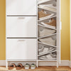 SoBuy FSR233-W Kenkäkaappi 83 × 14 × 197 cm – peili, reikälevy, metallikoukut, valkoinen