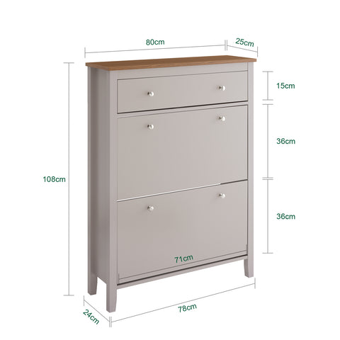 SoBuy FSR89-KA Kengät Kaappi Eteiseen – Suuri Kapasiteetti 12 Paria + Vetolaatikko Kengille, Eteinen, Käytävä – MDF E1 Puu, 80x25x108 cm, Vaaleanruskea