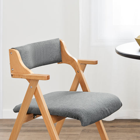 SoBuy FST98-HG Taitettava Ruokapöydän Tuoli – Massiivipuuta, Pehmustettu Istuinsuoja, Mukava & Tilaa Säästävä, Harmaa