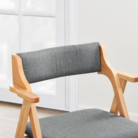 SoBuy FST98-HG Taitettava Ruokapöydän Tuoli – Massiivipuuta, Pehmustettu Istuinsuoja, Mukava & Tilaa Säästävä, Harmaa