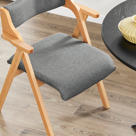 SoBuy FST98-HG Taitettava Ruokapöydän Tuoli – Massiivipuuta, Pehmustettu Istuinsuoja, Mukava & Tilaa Säästävä, Harmaa