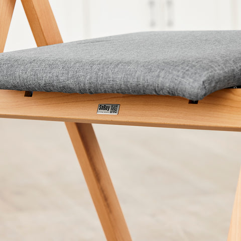 SoBuy FST98-HG Taitettava Ruokapöydän Tuoli – Massiivipuuta, Pehmustettu Istuinsuoja, Mukava & Tilaa Säästävä, Harmaa