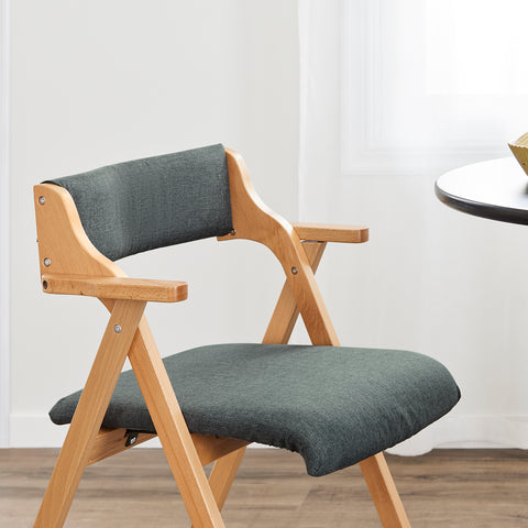 SoBuy FST98-SG Taittuva Ruokapöydän Tuoli Puusta – Pehmustettu, Tilaa Säästävä ja Mukava Keittiöön, Olohuoneeseen tai Terassille, Tummanharmaa