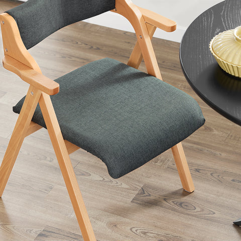 SoBuy FST98-SG Taittuva Ruokapöydän Tuoli Puusta – Pehmustettu, Tilaa Säästävä ja Mukava Keittiöön, Olohuoneeseen tai Terassille, Tummanharmaa