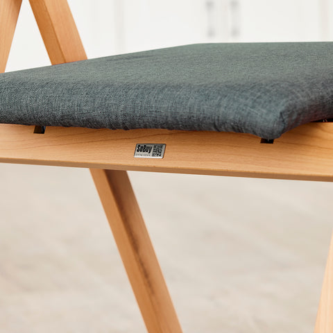 SoBuy FST98-SG Taittuva Ruokapöydän Tuoli Puusta – Pehmustettu, Tilaa Säästävä ja Mukava Keittiöön, Olohuoneeseen tai Terassille, Tummanharmaa