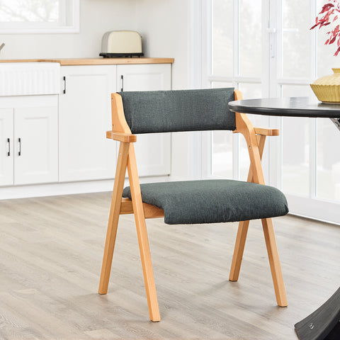 SoBuy FST98-SG Taittuva Ruokapöydän Tuoli Puusta – Pehmustettu, Tilaa Säästävä ja Mukava Keittiöön, Olohuoneeseen tai Terassille, Tummanharmaa
